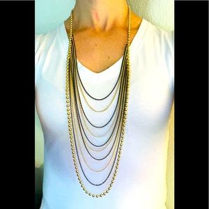 Gold & Black Long Chain Necklace